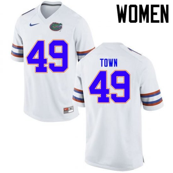 Women's Florida Gators #49 Cameron Town NCAA Nike White Authentic Stitched College Football Jersey FVQ2262NN